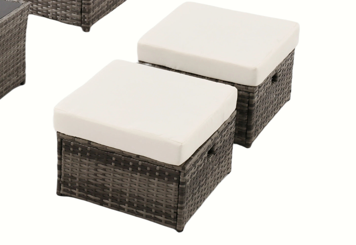 6 Pieces Outdoor Patio Furniture Set, Wicker Sectional Sofa Patio Conversation Set Couch with Ottomans Rattan Chair and Table