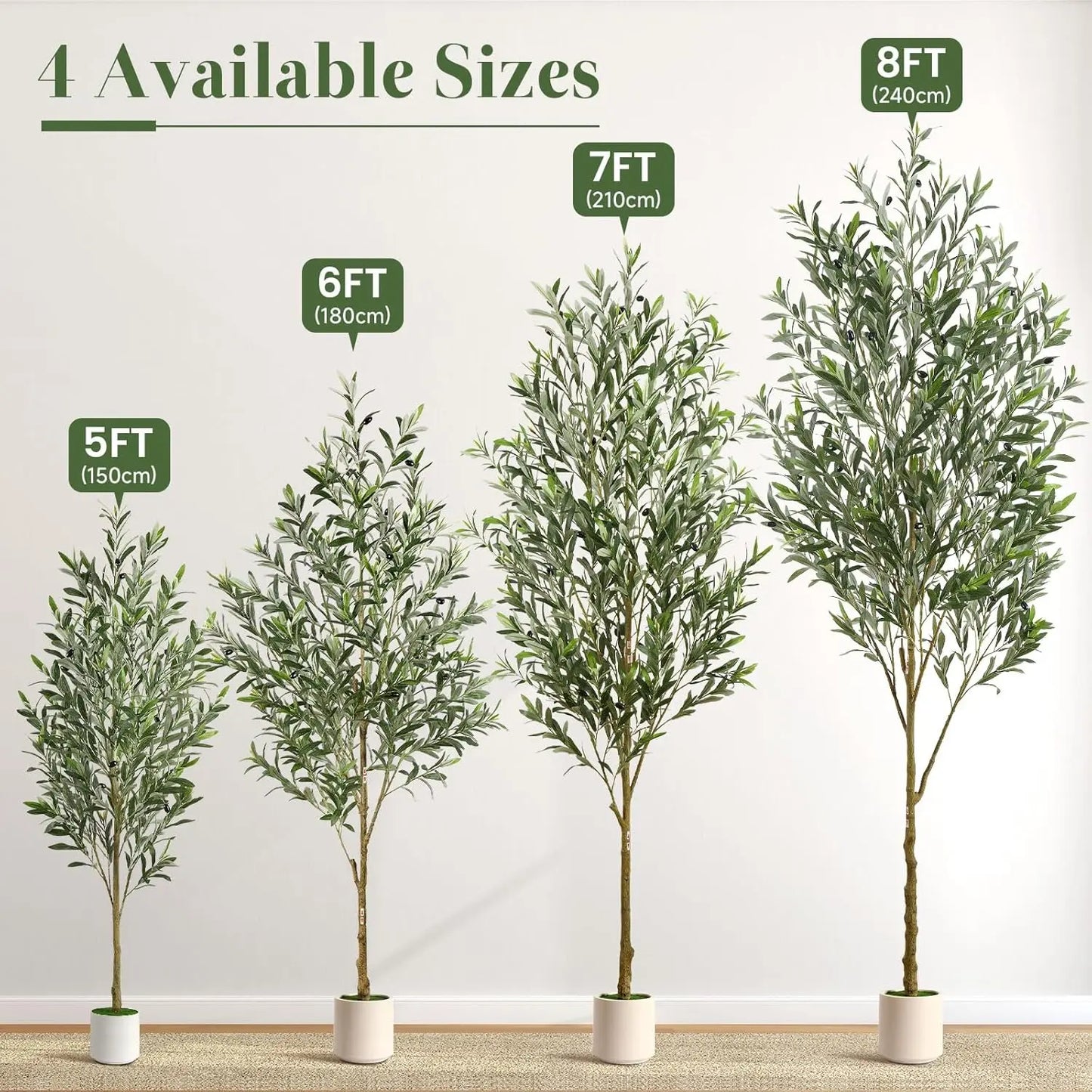 6FT Artificial Olive Tree with Lifelike Fruits, Silk Plant in White Planter for Home Decor
