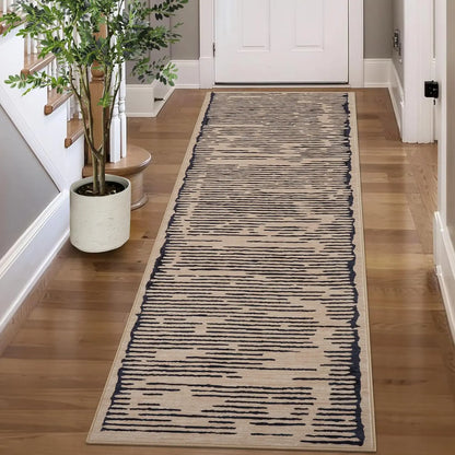 Rugs for Living Room Washable Modern Stripe Carpet Non Slip Soft Rug, Low Pile Area Rug