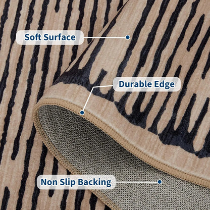 Rugs for Living Room Washable Modern Stripe Carpet Non Slip Soft Rug, Low Pile Area Rug