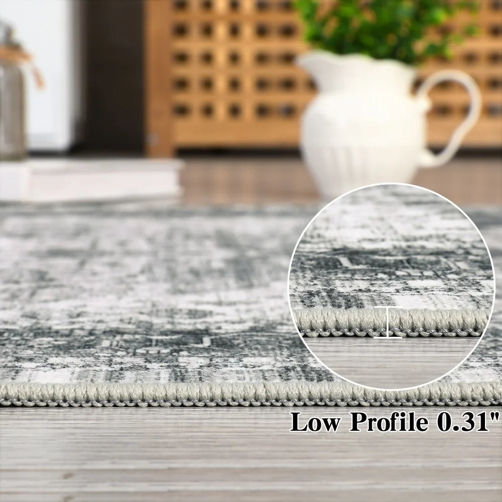 2x6 Washable Hallway Runner Rug Vintage Rug Non Slip Bottom Room Rug, Floor Carpet for Enterway, Laundry Room, Low Profile Rug