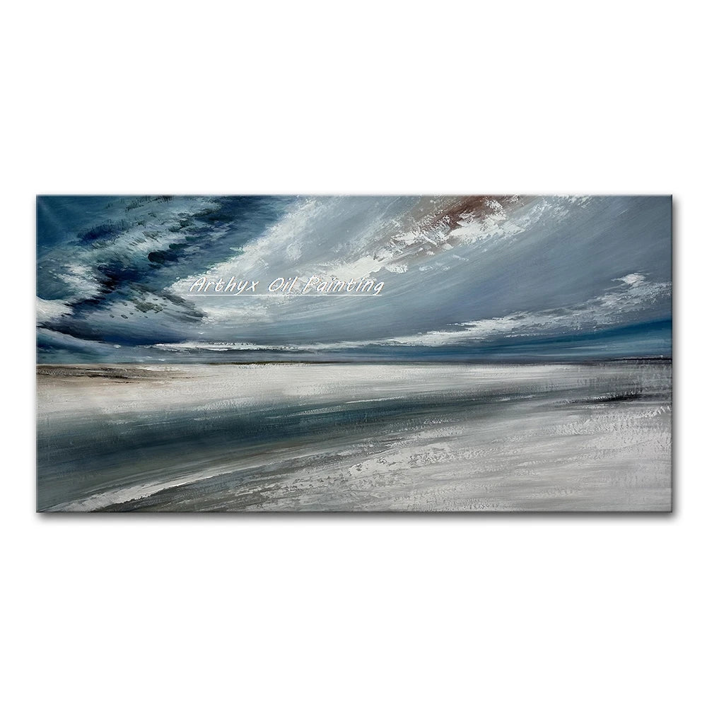 Arthyx, Hand Painted Abstract Seascape Oil Paintings On Canvas, Modern Texture Art Poster, Large Wall Picture, Home Decor