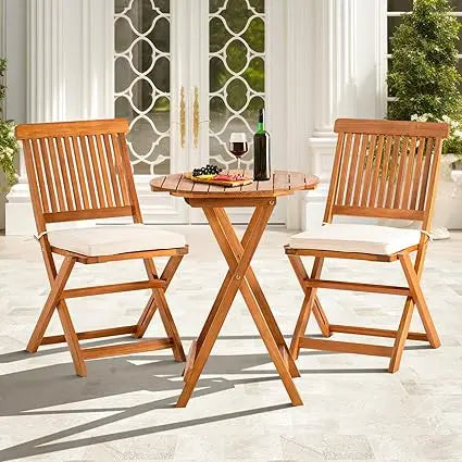 Rocking Chairs Design Heavy Duty 400lbs Capacity Wood Patio Bistro Set 3 Piece Outdoor