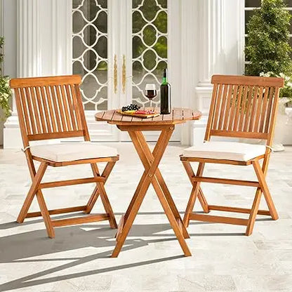 Rocking Chairs Design Heavy Duty 400lbs Capacity Wood Patio Bistro Set 3 Piece Outdoor
