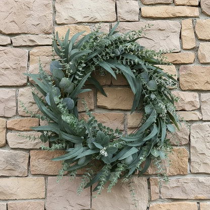 23.62in Artificial Eucalyptus Wreath For Front Door