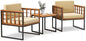 3 Pieces Patio Chair Set, Acacia Wood Outdoor Sofa Set with Metal Support, Soft Seat & Back Cushions Included