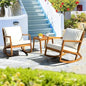 Rocking Chairs Design Heavy Duty 400lbs Capacity Wood Patio Bistro Set 3 Piece Outdoor