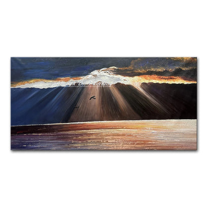 Arthyx, Hand Painted Abstract Seascape Oil Paintings On Canvas, Modern Texture Art Poster, Large Wall Picture, Home Decor