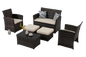 6 Pieces Outdoor Patio Furniture Set, Wicker Sectional Sofa Patio Conversation Set Couch with Ottomans Rattan Chair and Table
