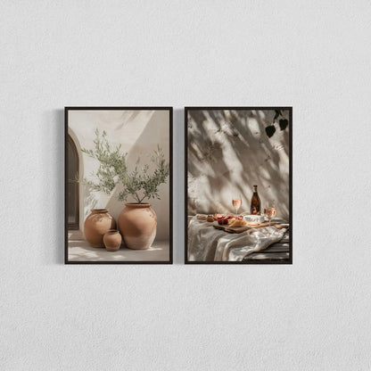 2pcs/set Neutral Olive Tree Shadow Vase Canvas Print Poster Botanical Landscape Art Print Home Decor