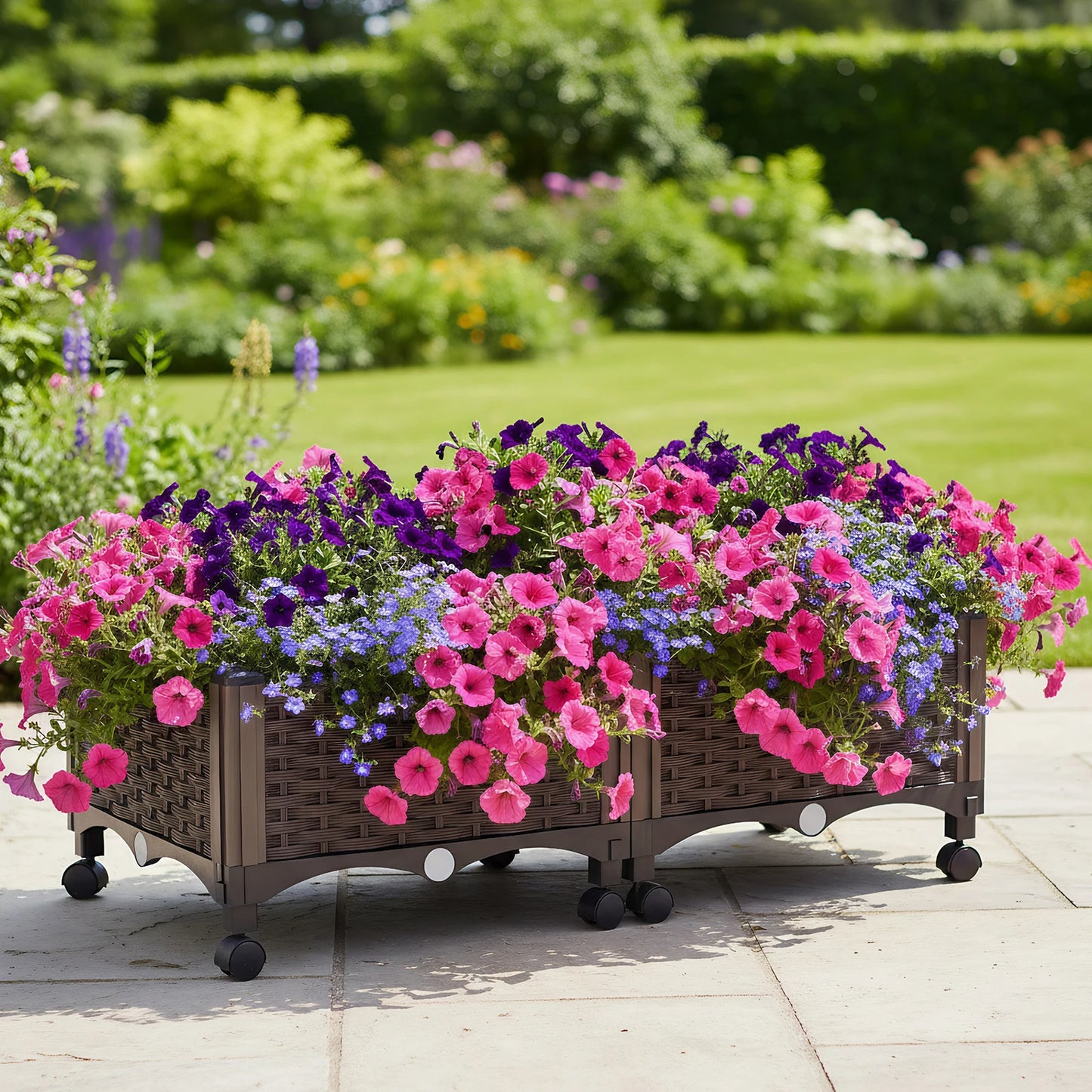 Elevated Garden Box with Drainage Plug Outdoor Raised Garden Bed for Vegetables or Flowers