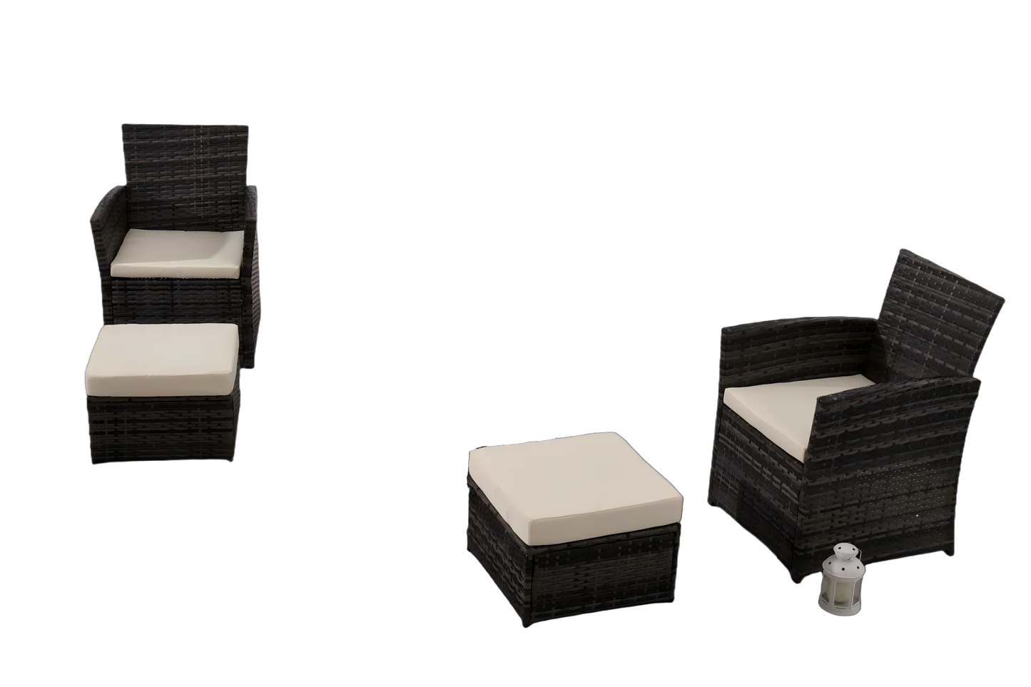 6 Pieces Outdoor Patio Furniture Set, Wicker Sectional Sofa Patio Conversation Set Couch with Ottomans Rattan Chair and Table