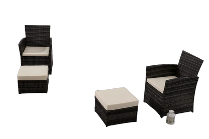 6 Pieces Outdoor Patio Furniture Set, Wicker Sectional Sofa Patio Conversation Set Couch with Ottomans Rattan Chair and Table