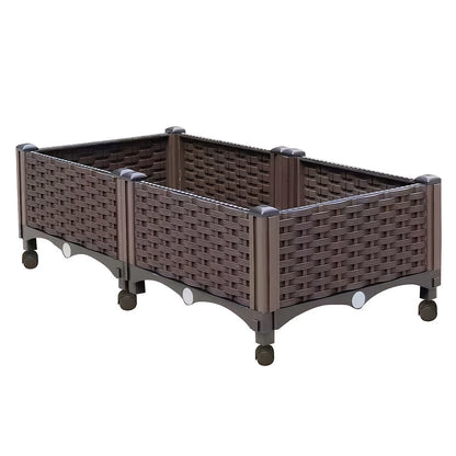 Elevated Garden Box with Drainage Plug Outdoor Raised Garden Bed for Vegetables or Flowers