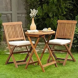 Rocking Chairs Design Heavy Duty 400lbs Capacity Wood Patio Bistro Set 3 Piece Outdoor