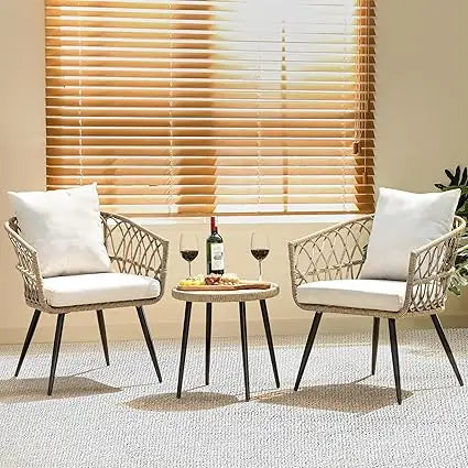 Rocking Chairs Design Heavy Duty 400lbs Capacity Wood Patio Bistro Set 3 Piece Outdoor