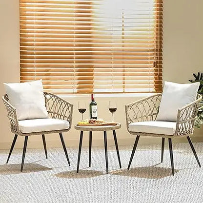 Rocking Chairs Design Heavy Duty 400lbs Capacity Wood Patio Bistro Set 3 Piece Outdoor