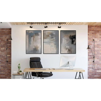 Canvas Wall Art - Grey Abstract Picture, Rustic Wall Decor, Black Floated Paintings, Retro Prints