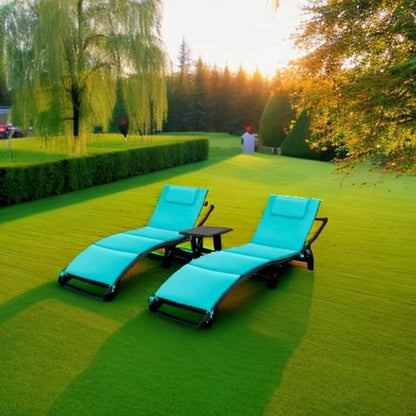 Lounge Chairs for Outside 3 Pieces Patio Adjustable Chaise Lounge Outdoor Wicker