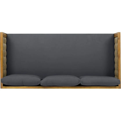 3 Seater Acacia Wood Outdoor Patio Daybed with Rattan Arms, Cushion & Pillow