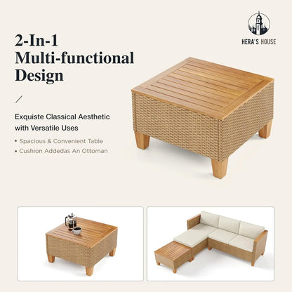 Small Patio Furniture Set, 3 Pieces Wicker Outdoor Sectional Set,  Rattan Conversation Set