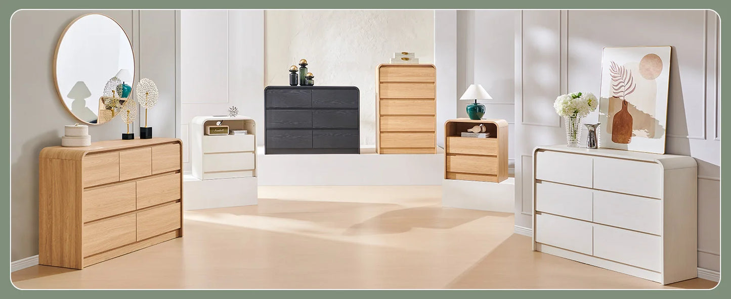 25" Tall Modern Nightstand Set of 2, 23.6'' Wide Wood Bedside Table w/2 Storage Drawers, Charging Station