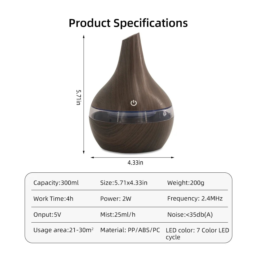 Multi Functional 300ml Humidifier Diffuser Combo  Relieve Dry Air for Better Sleep & Work