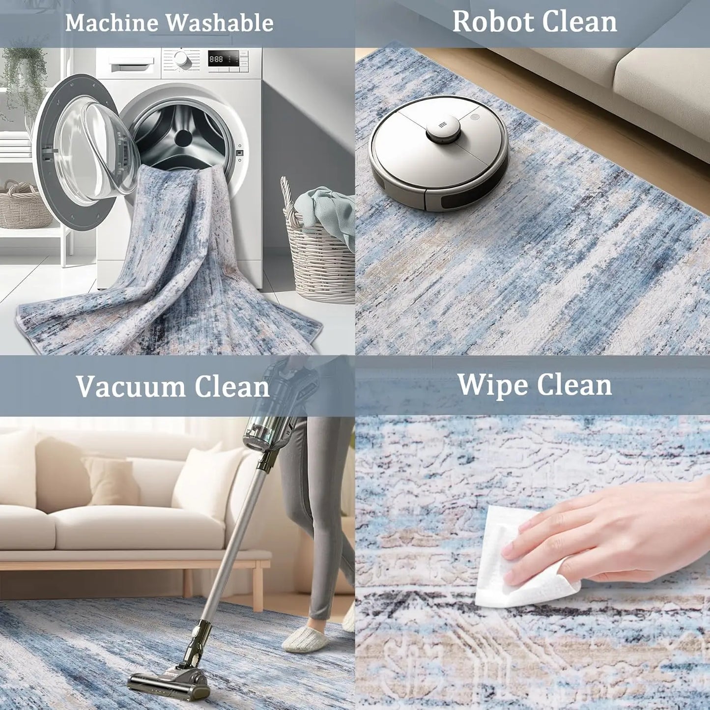 6x9 Washable Area Rug - Modern Abstract Soft Low Pile Non-Slip Indoor rug