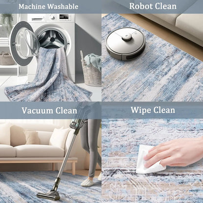 6x9 Washable Area Rug - Modern Abstract Soft Low Pile Non-Slip Indoor rug