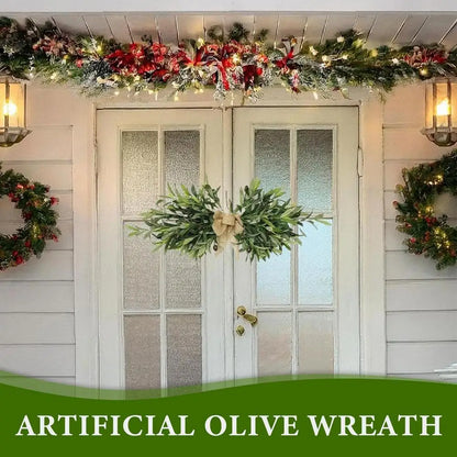 Artificial Olive Wreaths Garlands for Front Door with Olive Leaves All Season Greenery