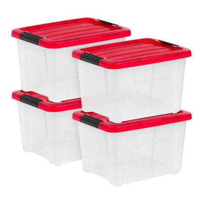 60 Qt./15 Gal. Plastic Storage Boxes with Latching Lids, Black and Yellow (Set of 6)