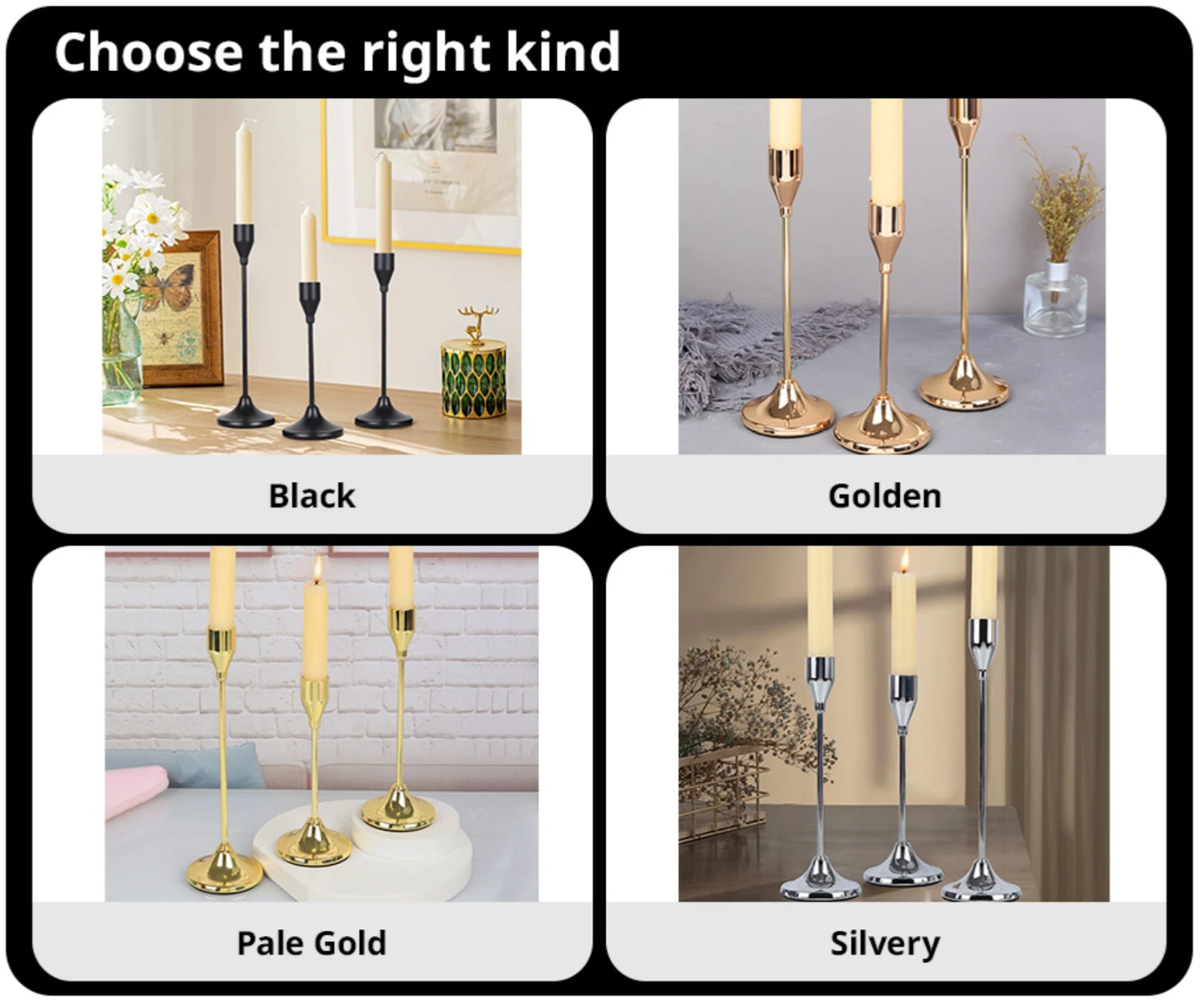 3Pcs/Set Metal Candle Holders