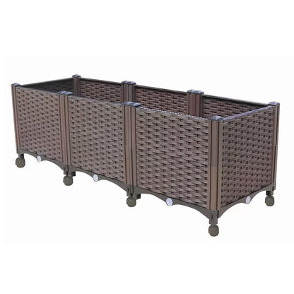 Elevated Garden Box with Drainage Plug Outdoor Raised Garden Bed for Vegetables or Flowers