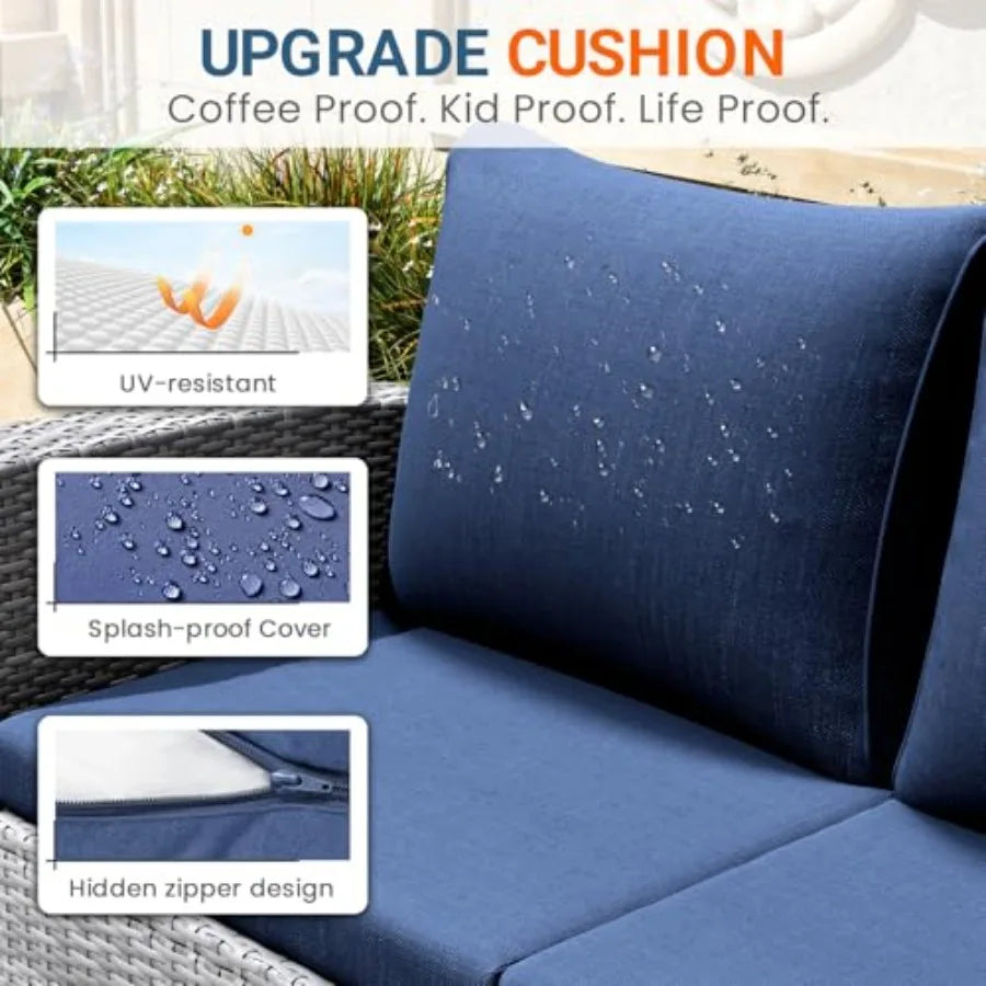 4 Piece Patio Furniture Set Wicker Outdoor Patio Conversation Furniture Set All Weather Outdoor Patio Sofa