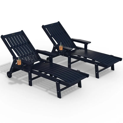 Patio Chaise Lounge Chair Set of 2, Oversized Lounge Chair Outdoor with 5 Positions, HDPE, Patio Lounge Chair