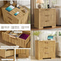 Modern 3-Drawer Natural Oak Nightstand with Fluted Design and Charger Station for Bedroom or Home Office