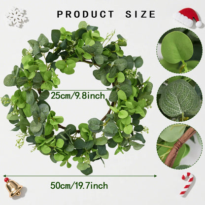 19.7 Inch Eucalyptus Wreath with Olive Leaves All Year Round Handmade Green Spring Summer Wreaths for Front Door Indoor Outdoor