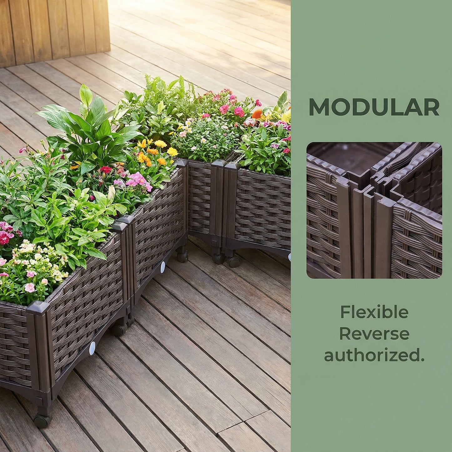 Elevated Garden Box with Drainage Plug Outdoor Raised Garden Bed for Vegetables or Flowers
