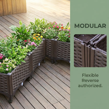 Elevated Garden Box with Drainage Plug Outdoor Raised Garden Bed for Vegetables or Flowers