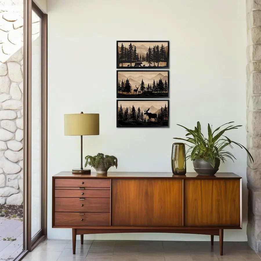 Bear Moose Deer Wall Art Rustic Home Decor Woodland Farmhouse