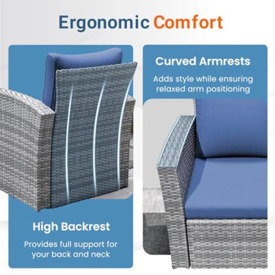 4 Piece Patio Furniture Set Wicker Outdoor Patio Conversation Furniture Set All Weather Outdoor Patio Sofa