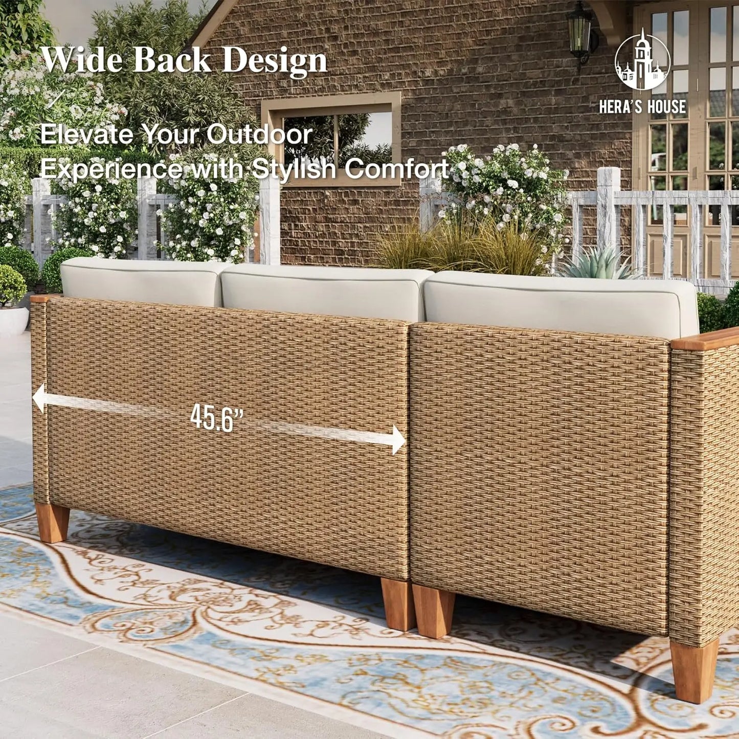 Small Patio Furniture Set, 3 Pieces Wicker Outdoor Sectional Set,  Rattan Conversation Set