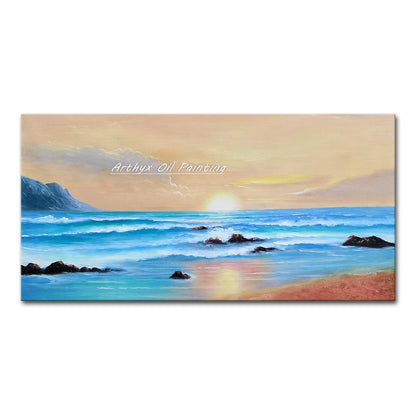 Arthyx, Hand Painted Abstract Seascape Oil Paintings On Canvas, Modern Texture Art Poster, Large Wall Picture, Home Decor
