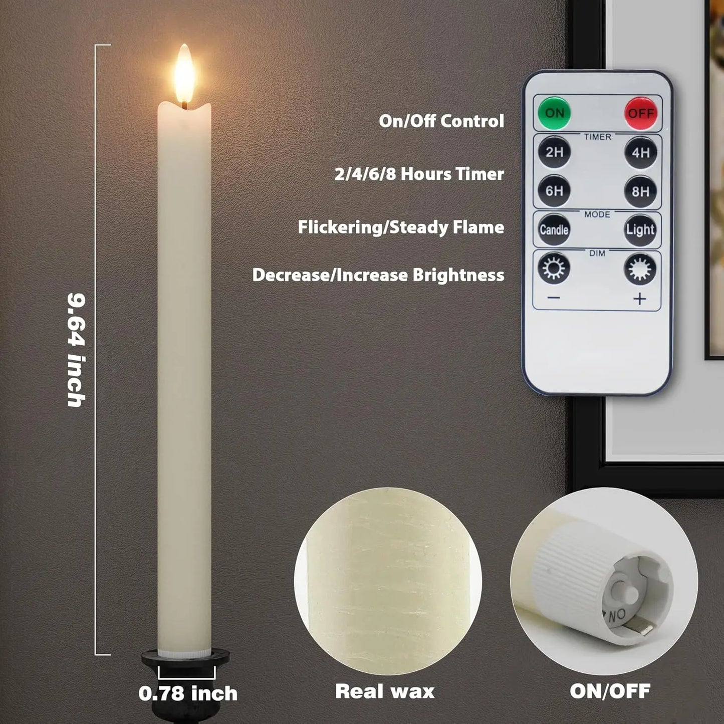 6-Pack Rechargeable Flameless Taper Candles with Charging Station, Remote & Timer for Home Decor