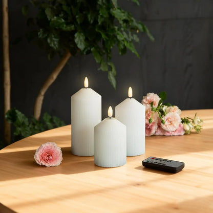 3-Pack Flameless LED Candles with Remote & Timer, Real Wax Flickering Pillar Candles for Home Decor
