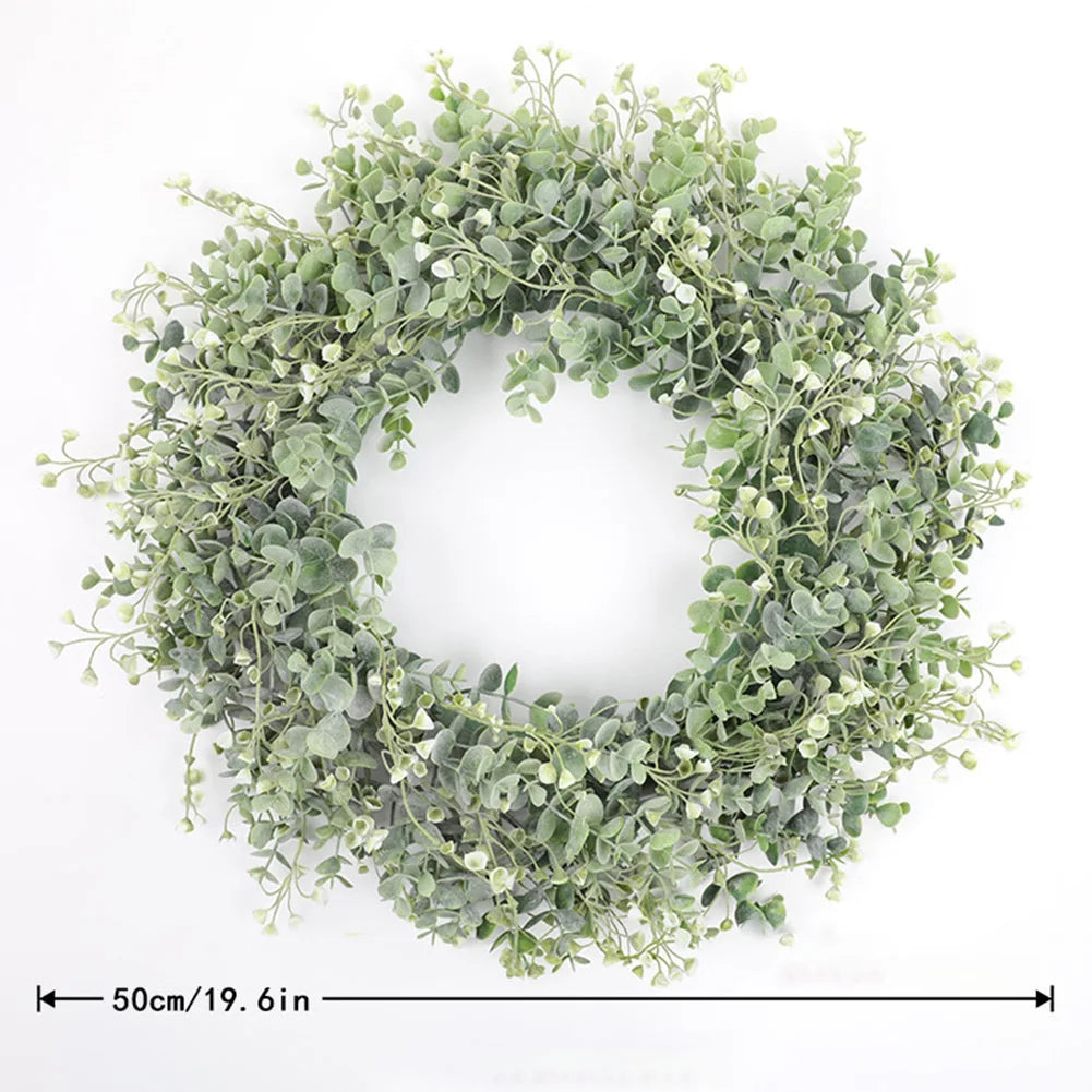 Faux Wreath for Front Door House Decor Green Leaf Garland