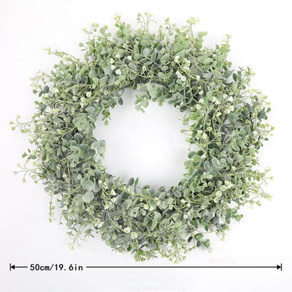 Faux Wreath for Front Door House Decor Green Leaf Garland
