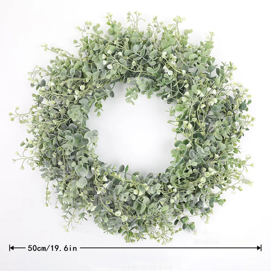 Faux Wreath for Front Door House Decor Green Leaf Garland