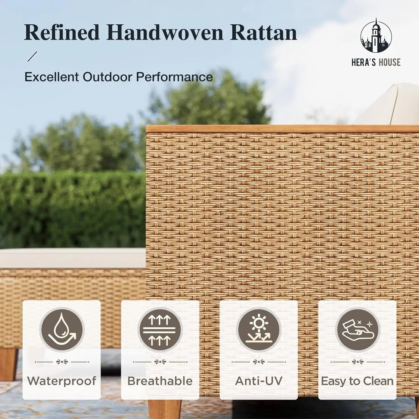 Small Patio Furniture Set, 3 Pieces Wicker Outdoor Sectional Set,  Rattan Conversation Set