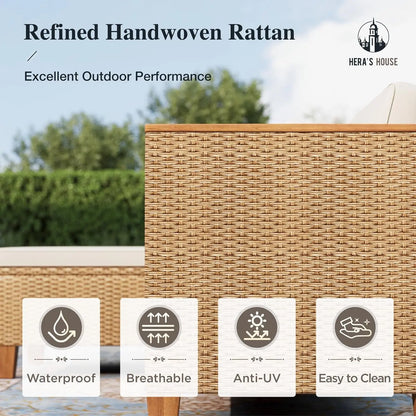 Small Patio Furniture Set, 3 Pieces Wicker Outdoor Sectional Set,  Rattan Conversation Set
